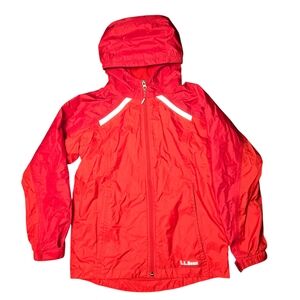 L.L. Bean Trail Model Rainwear Fleece-lined Jacket Lobster Red Youth Med 10/12